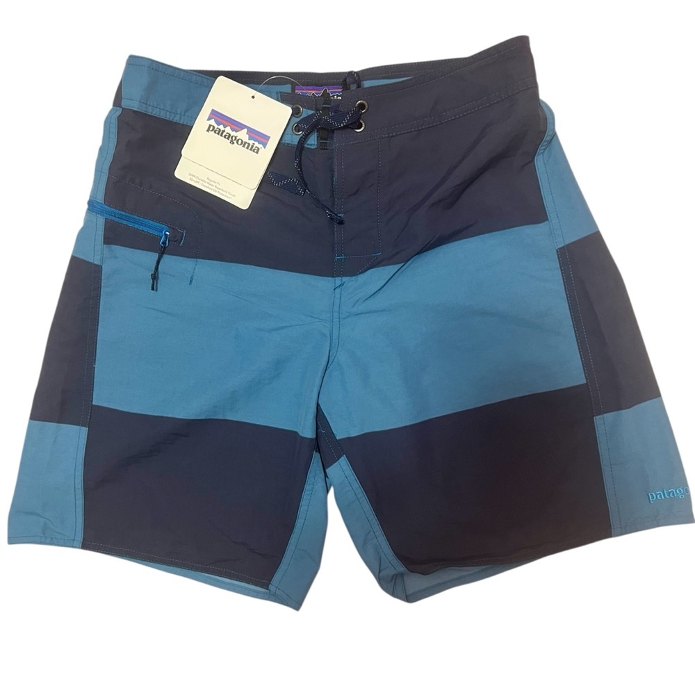 Patagonia Men's Board Shorts Minimalist Wavefarer Size 30 NWT Blue Stripe Trunks